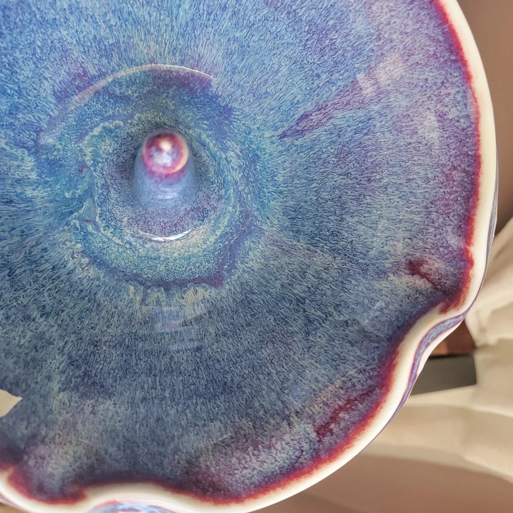 Vintage Ceramic Annapolis Pottery Apple Baker Blue Purple Glazed Dish Rare New